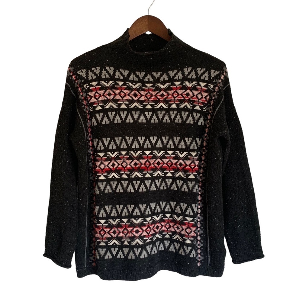 Chaps Women's Mock Neck Fair Isle Sweater Sz M